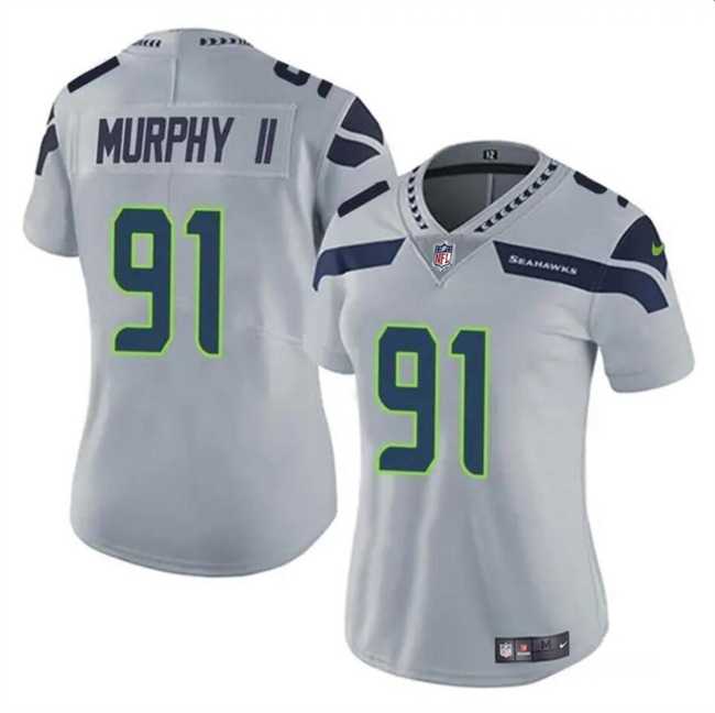 Womens Seattle Seahawks #91 Byron Murphy II 2024 Draft Gray Vapor Limited Stitched Jersey Dzhi->women nfl jersey->Women Jersey